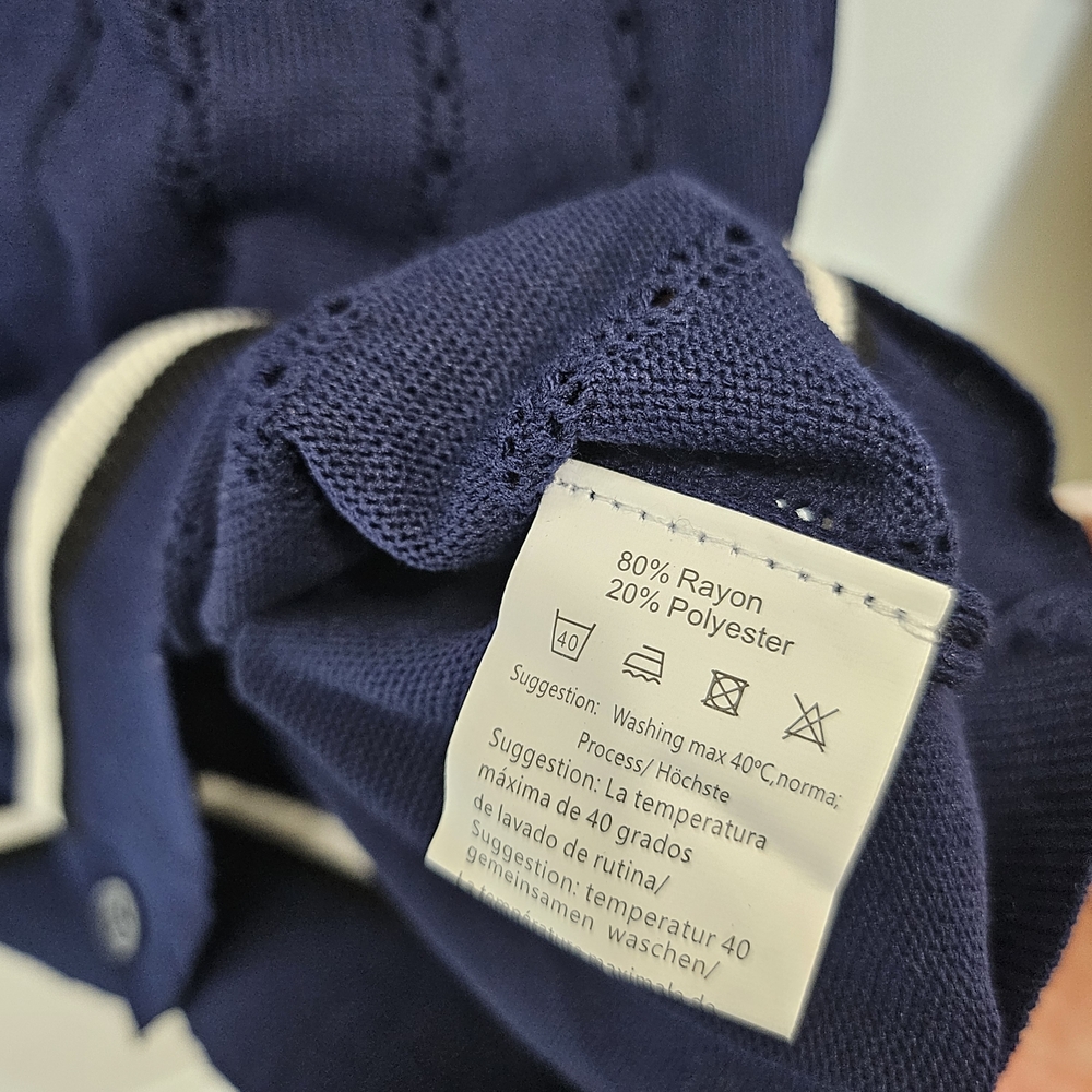 Men's Navy Casual Button Down Shirt - Picture 6 of 7